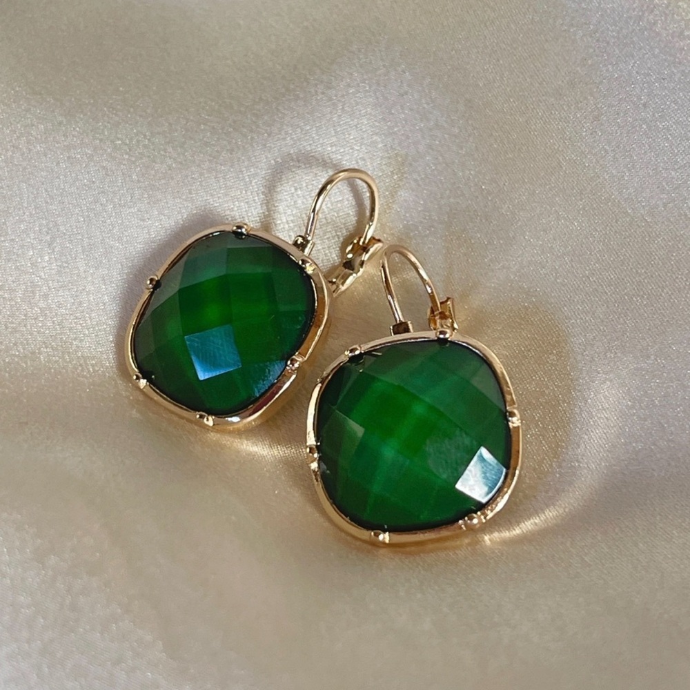 Green Gold Drop Earrings